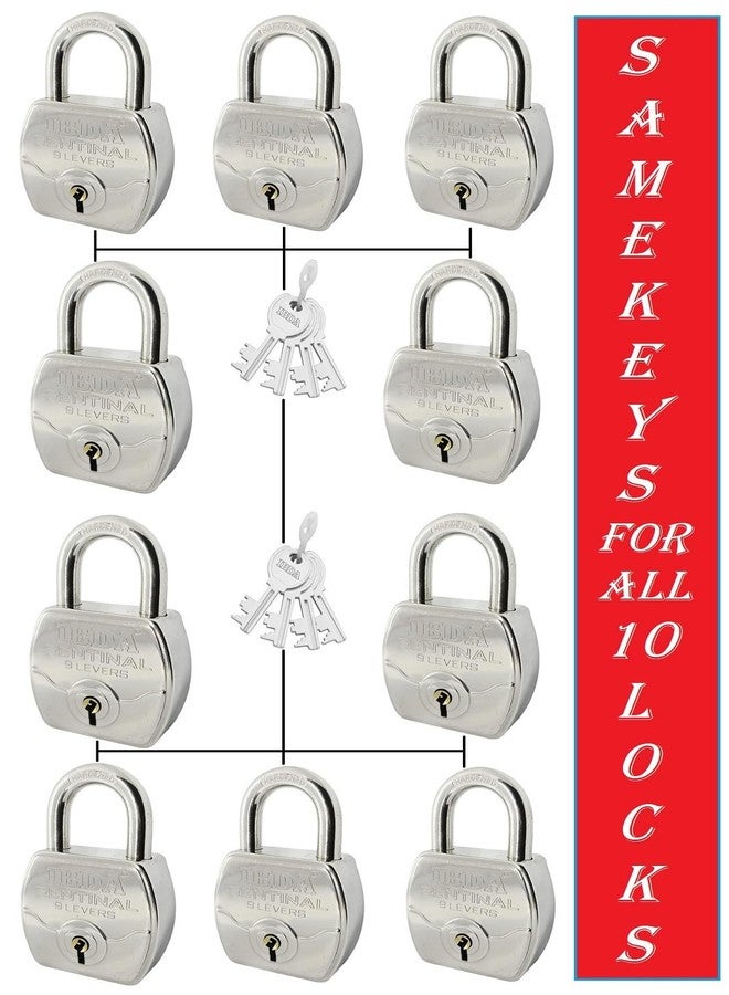 IBDA 10 Locks with Same Key | Multiple Locks with Single Key | Common Key Lock | Steel Body | Lock for Home, Shutter, gate, Door, Channel, Shop, Outdoor, Indoor | Same Key Lock Set of 10 with 8 Keys - Image 2